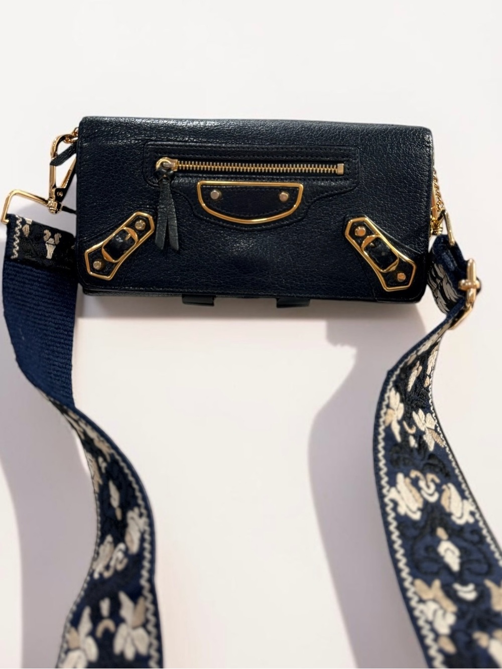 Balenciaga Le City Wallet on Chain Crossbody Blue w/ Strap & Charm - Picture 4 of 17